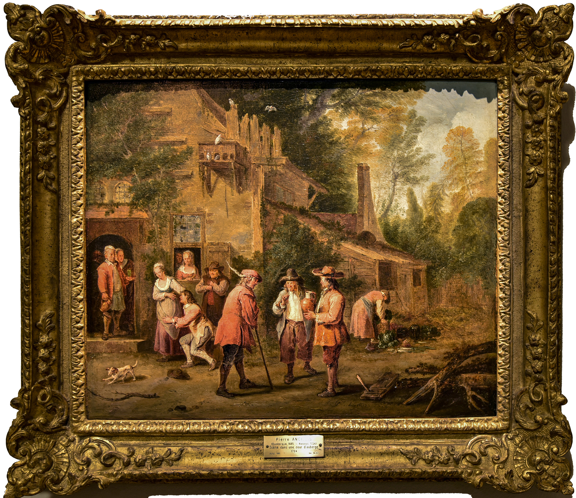 Pieter Angillis ou Angillis
(Dunquerque, 1685 - Rennes, 1734)
Scene dans une cour d'auberge, 1724