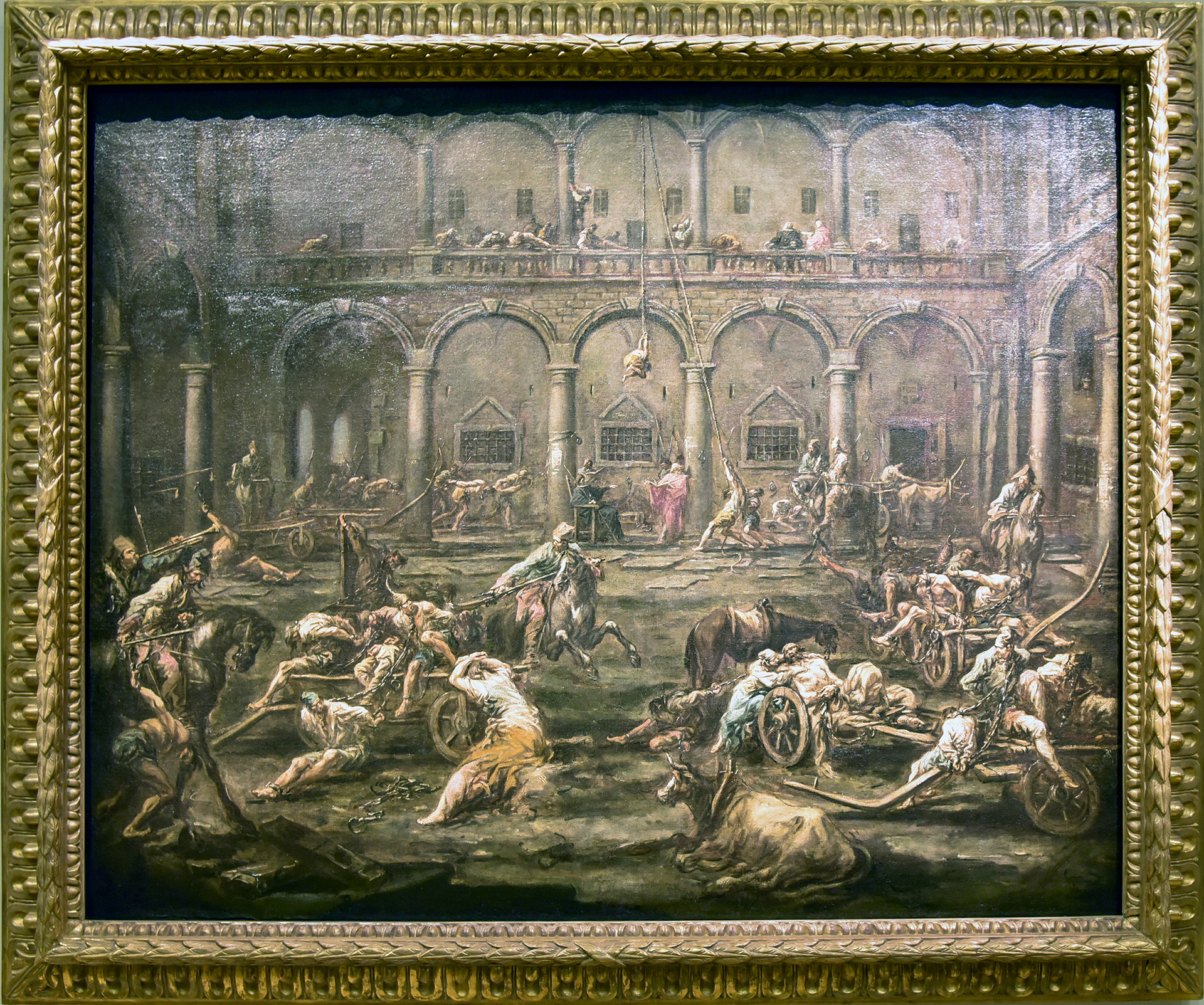 Alessandro Magnasco
(Gênes, 1667 - 1749)
Arrivée et interrogatoire des galériens dans la prison de Gênes